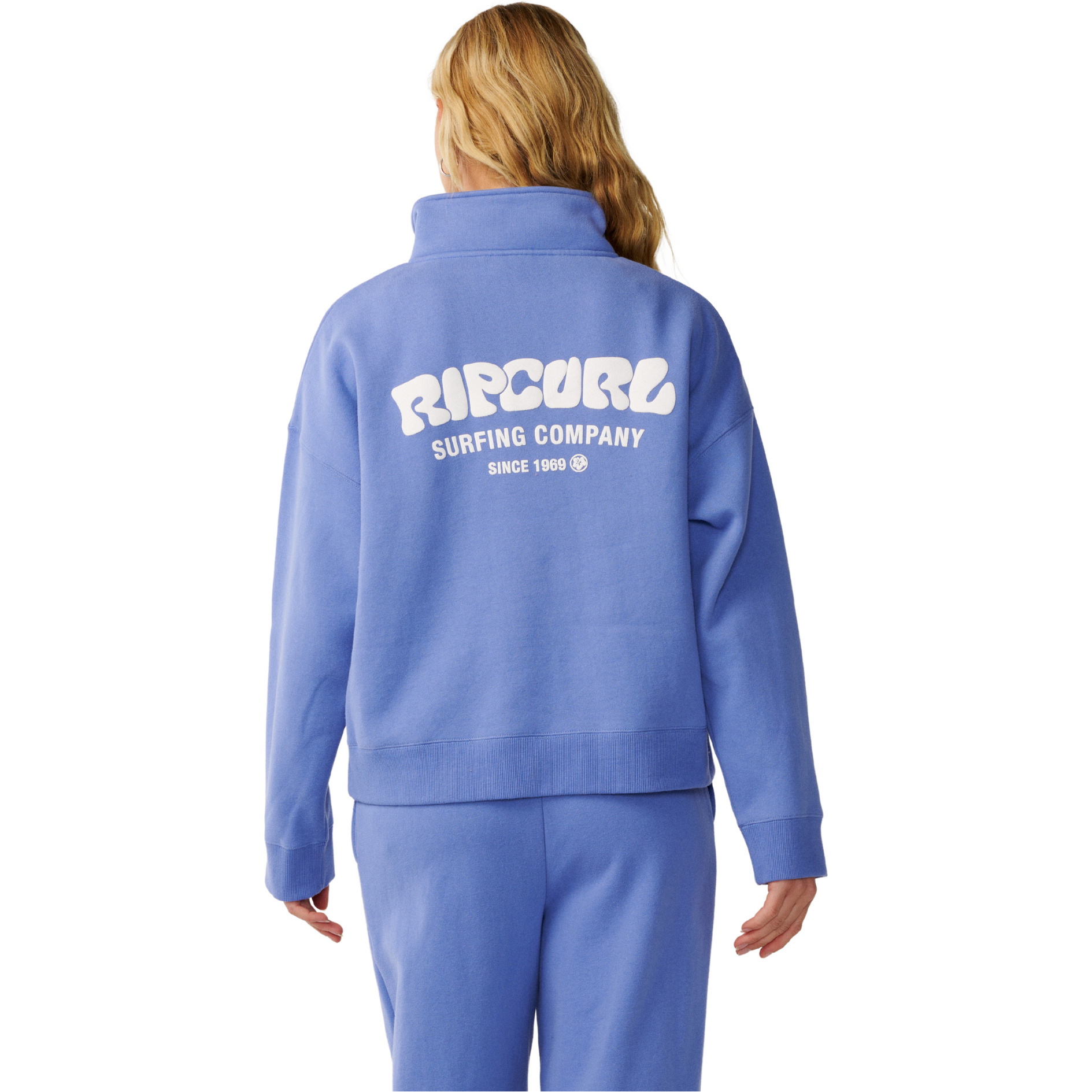2026 Rip Curl Mujer Tabla De Surf Puff 1/4 Zip Fleece 07WWFL - Mid Blue